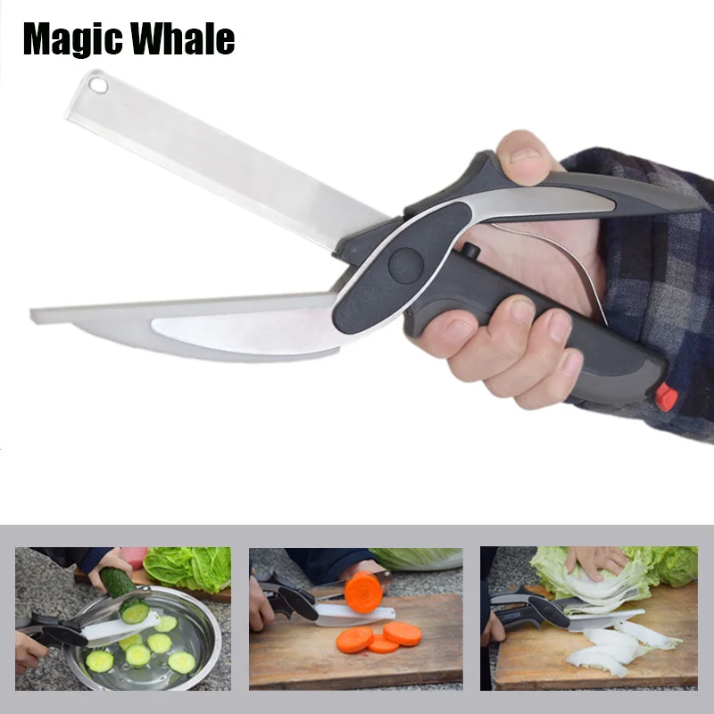 

Smart Multi-Function Clever Scissors Cutter 2 in 1 Cutting Board utility cutter Stainless Steel Ourdoor Smart Vegetable Knife