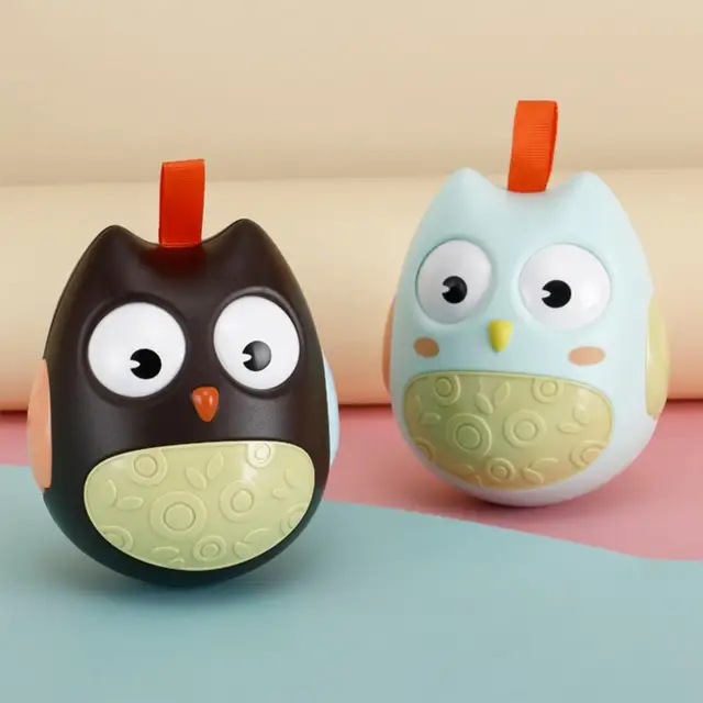 2021 New Toddler Tumbler Toy Cartoon Nodding Owl Tumbler Roly Poly Built-in Bell Rattles Baby Educational Toys Kids Gift 1