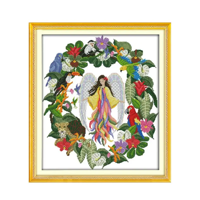 Floral fairy cross stitch kit aida 14ct 11ct count printed canvas stitches embroidery DIY handmade needlework | Дом и сад