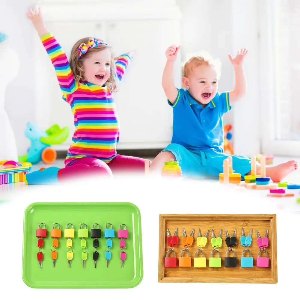 low cost  Baby Kid Teaching Aids Color Small Lock Learning Unlocking Game Early Childhood Education Montessor