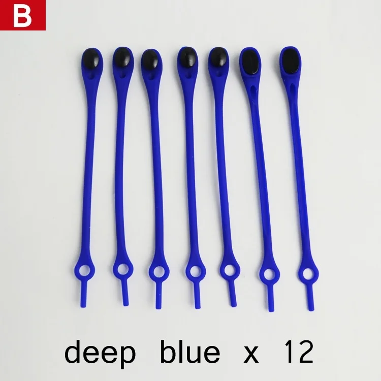 B deep blue 12 шт. эластичные шнурки без завязок, ленивые плоские силиконовые шнурки для бега, беговые кроссовки, растягивающиеся шнурки, Быстрая блокировка, шнурки для обуви без шнуровки - Цвет: B deep blue