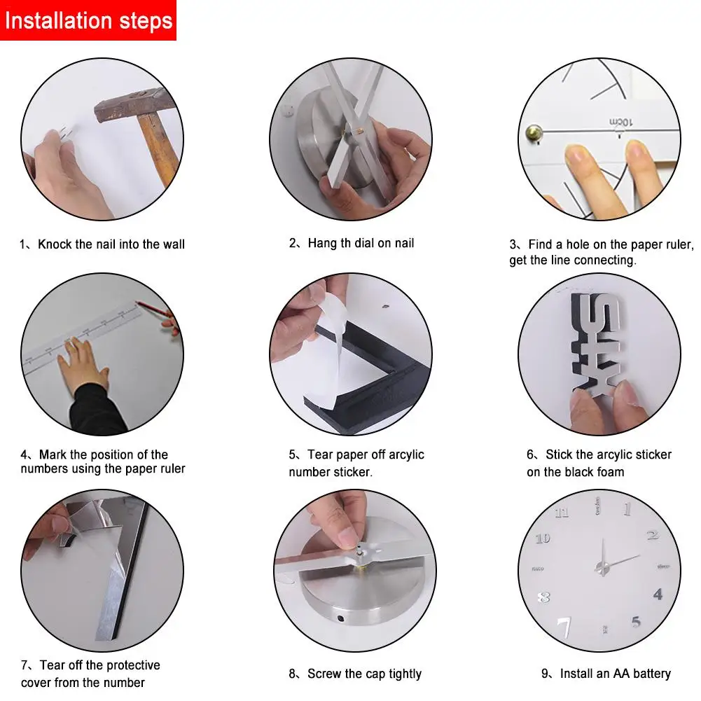 Большие настенные часы "сделай сам", современные 3D настенные часы с цифрами, наклейки для украшения для дома и офиса, подарок