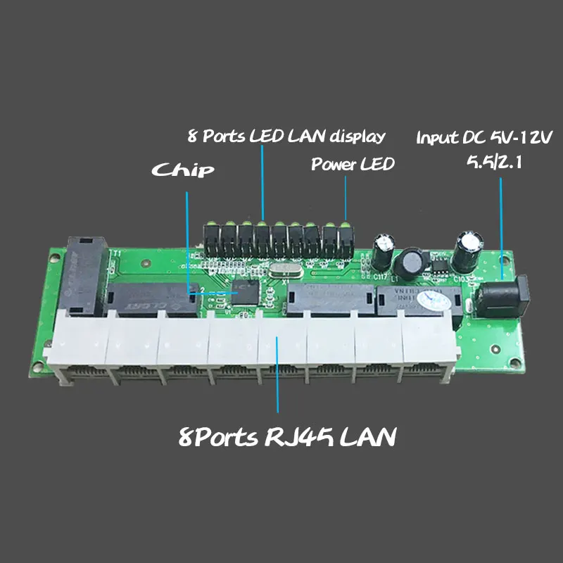 8 Порты и разъёмы Fast сети Ethernet Коммутатор Концентратор модуль RJ45 90 или 180 градус UTP