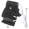 Mitaines chauffantes USB pour hommes et femmes, gants chauds en tricot pour ordinateur portable, plein et demi-doigt, hiver, 2022 ► Photo 3/6