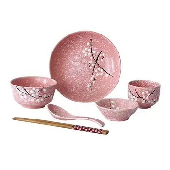

6pcs Ceramic Tableware Set Modern Japanese Style Premium Creative Plate Bowl Dish Dinnerware Set Household Cutlery