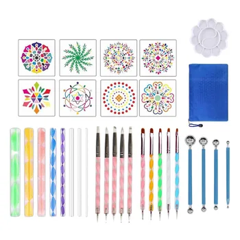 

32Pcs Mandala Dotting Tools Stylus Paint Tray for Painting Rocks Coloring Drawing Nail Art Dotting Tools