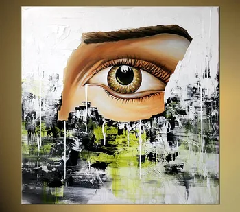 

Hand-Painted Abstract Painting Human Eyes Wall Art Decorative Wall Quotes Palette Knife Heavy Texture Oil Painting Hanging On Wa