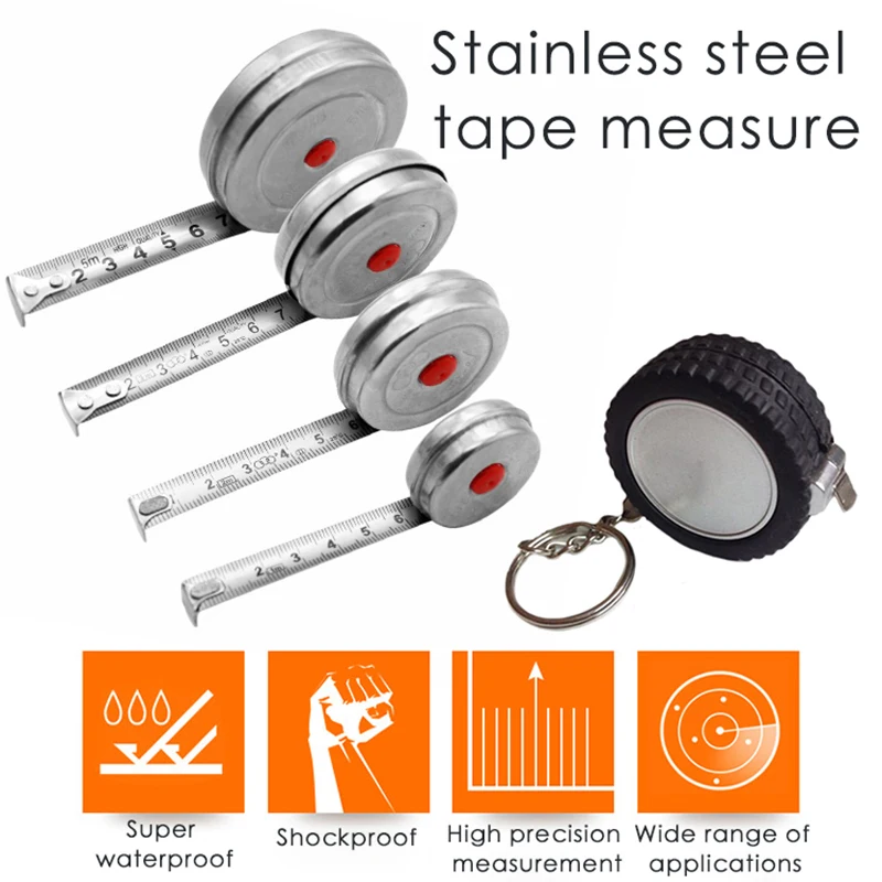 New Tape Measure 1m 2m 3m Mini Retractable For Home Factory Office Stainless Steel Woodworking Tapes | Инструменты