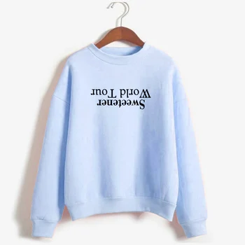 

Casual Long Sleeve Crewneck Hoodies Autumn Winter Clothes Tops Sweetener Sweatshirt Ariana Grande World Tour Woman Hoodie
