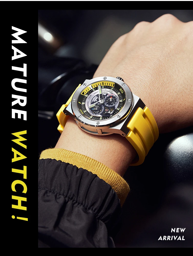 diving watches for sale Relogio Masculino Luxury Brand I&W New Automatic Watch Skeleton Men's Watches Sapphire MIYOTA Movement 5bar Sport Watch for Men mens digital sports watches