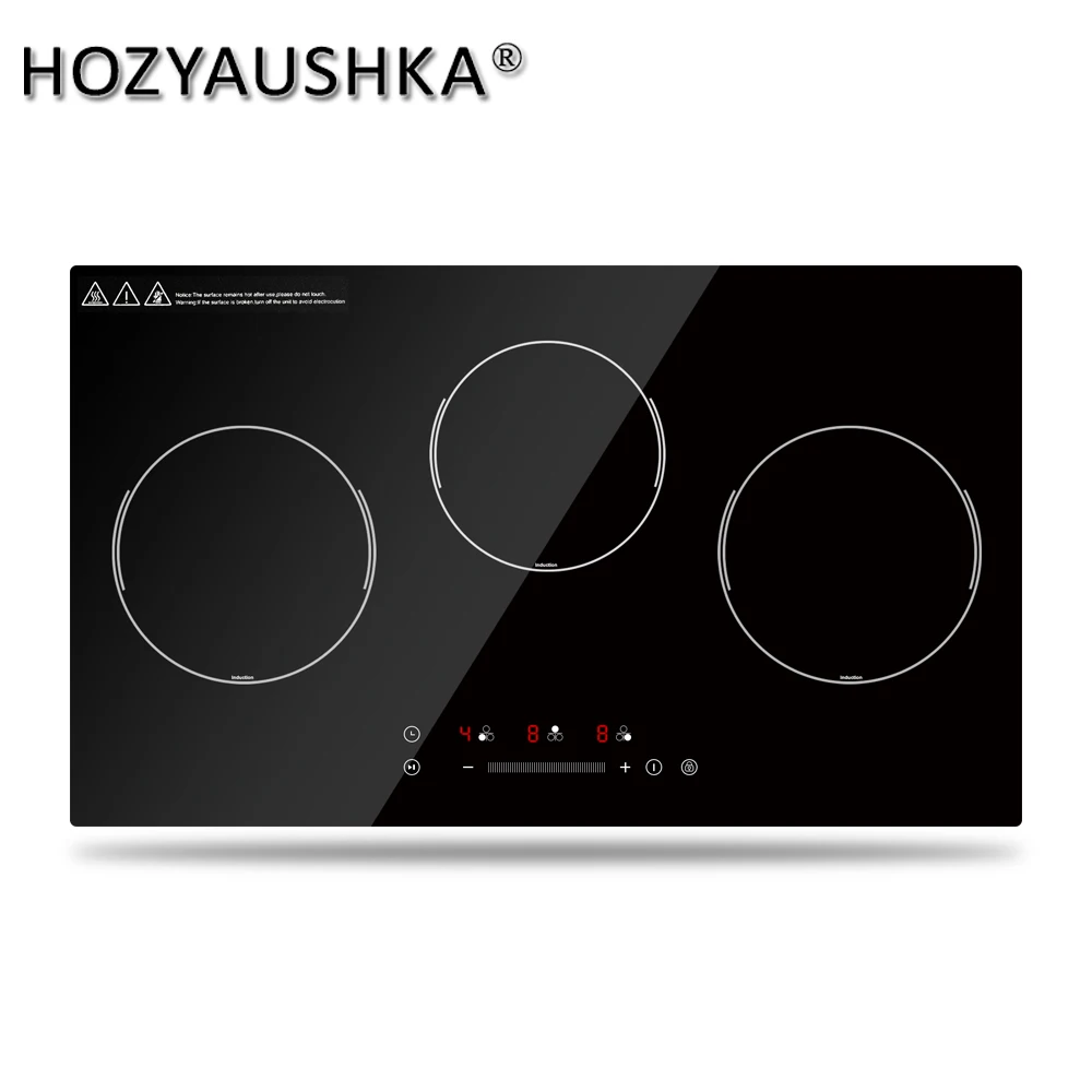 HOZYAUSHKA high-power, multi-function, touch control 3-head induction cooker