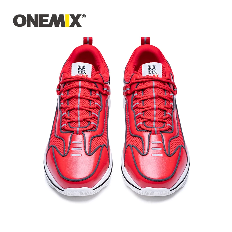 ONEMIX/Новинка; пара кроссовок для пробежек; новая технология; 3 вставки; мужская обувь на воздушной подушке; спортивная обувь; светильник; светоотражающие женские красные кроссовки