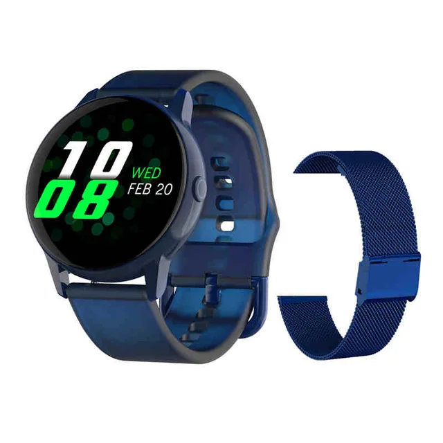 Модные умные часы DT88 для мужчин и женщин спортивные IP68 шагомер браслет ips сердечного ритма Bluetooth Смарт часы для IOS Android - Цвет: Blue-add metal