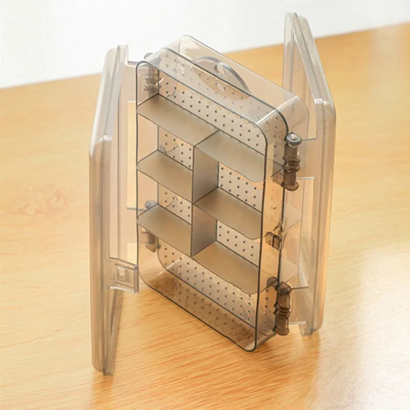 Double-sided 10 Grid Partition Design Storage Tools Women Girls Ring Transparent Earrings Compartment Organizer Box Jewel Case