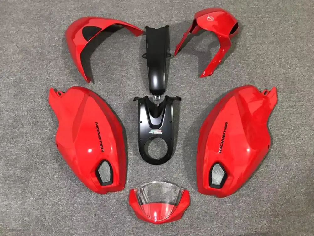 Комплект обтекателей для мотоцикла Ducati Monster 696/796/795/m1000/m1100 2009 2010 2011 кузова красный высококачественный