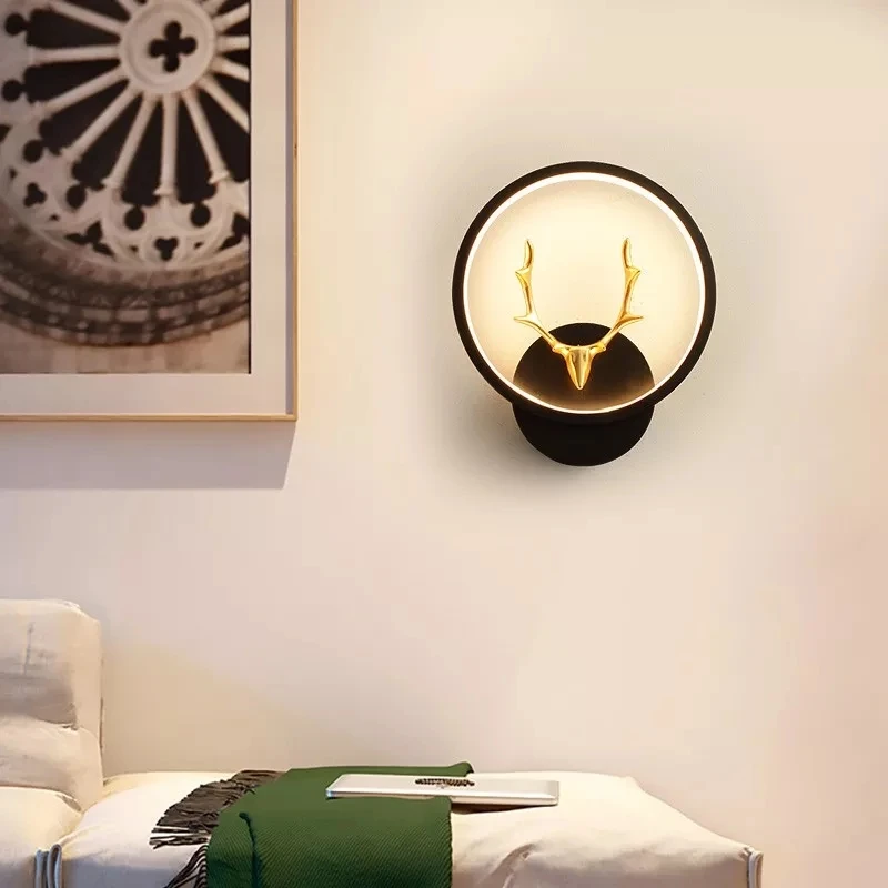 

New Creative LED Modern Deer Head Wall Lamps Home Decoration Lighting Bedroom Bedside Corridor Sconce Living Dining Room Lights