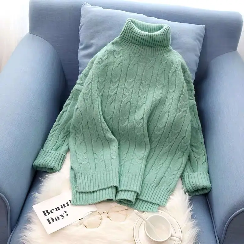 XIBUSANA Women 2020 Winter New White Turtleneck Knitting Sweaters Casual Solid Cashmere Pullovers Long Sleeve Thickened Top Lady