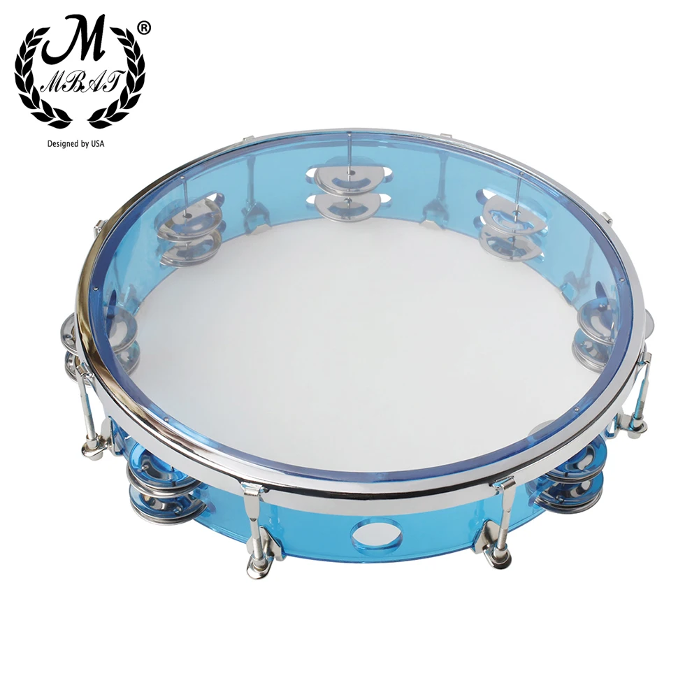 M MBAT J92 Blue Hand Tambourine Transparent Material Self-tuning Hand Tambourine Children's Musical Toys Percussion Instruments