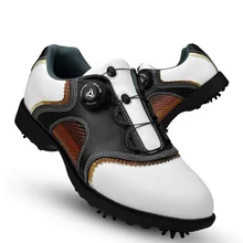Обувь для гольфа мужская водонепроницаемая кожаная обувь со шнуровкой отправка занятий ногтями автоматические вращающиеся шипы кроссовки дышащая нескользящая обувь