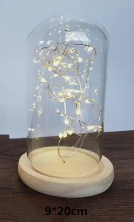 Диаметр = 9 см стеклянный купол деревянная основа с Lumious Wrie домашнее украшение креативный стеклянный купол Подарочное свадебное украшение - Цвет: H20cm wire log base