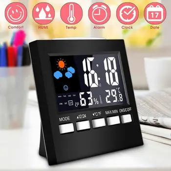 

Digital Alarm Clock LED Desktop Clock Multi-Function Time Watch Calendar Weather Color Screen with V4M3