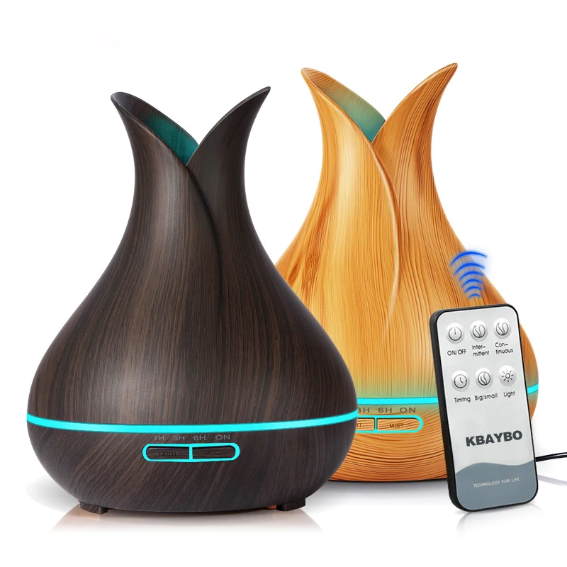 Billige Ultraschall luftbefeuchter 400ml Duft Ätherisches Öl Diffusor mit Holzmaserung 7 Farbwechsel Led leuchten für Office Home
