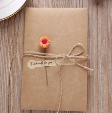 orange chrysanthemum DIY крафт-бумага поздравительные карты с конвертом ручной работы гербарий приглашения на свадьбу День рождения Сувениры принадлежности для декора подарок - Цвет: orange chrysanthemum