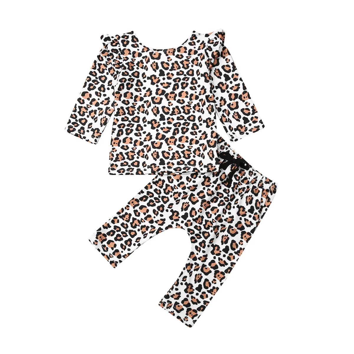

2PCS Newborn Baby Girl Clothes Leopard print Cotton T-Shirt Tops+Trousers Outfit