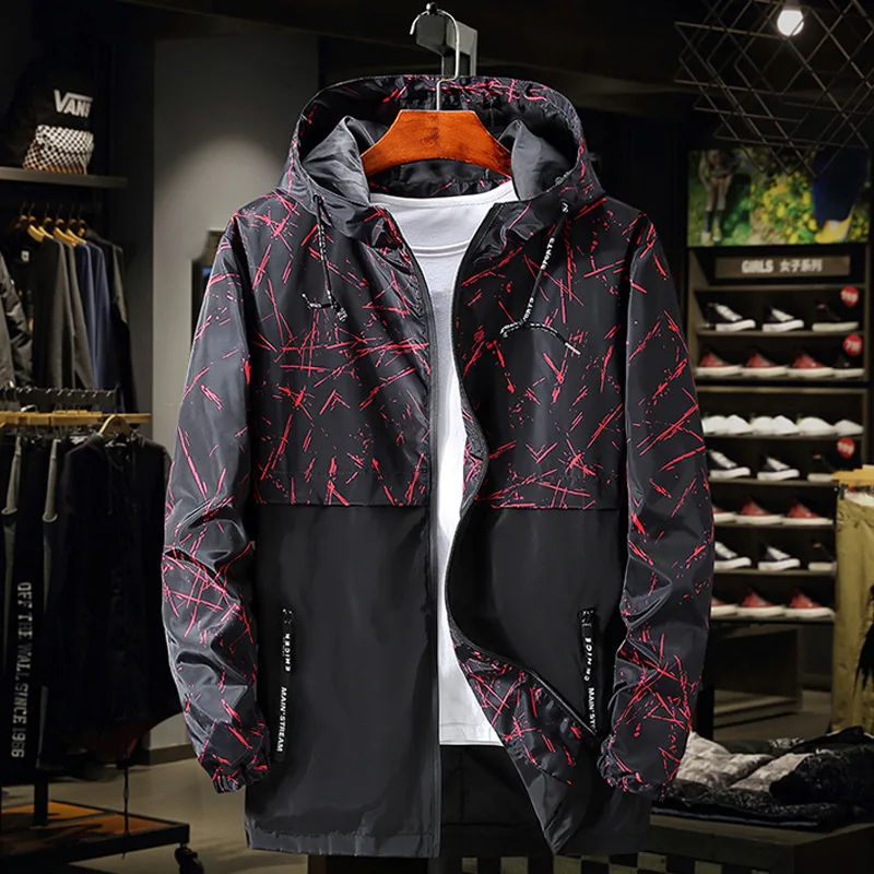 

350 Spring And Autumn Large Size Jacket Men's Plus-sized Thin Trench Coat Coat Stylish Loose Wear Oversized Camouflage Tops