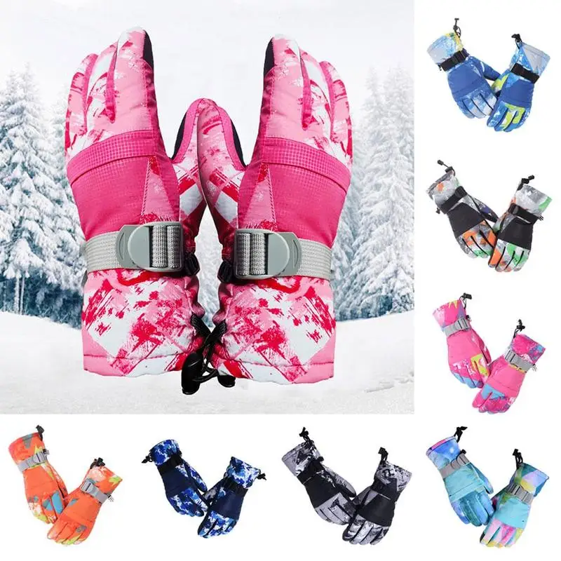 Уличные зимние лыжные теплые перчатки для мужчин, женщин и детей, утолщенные Нескользящие теплые перчатки, водонепроницаемые дышащие зимние теплые перчатки