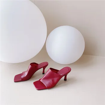 

women sandals 2020 new brand designer women genuine leather Design high heel lady shoes luxury fashion slippers