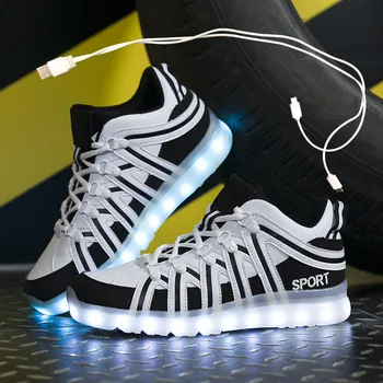 

Kids Light up Shoes with wing Children Led Shoes Boys Girls Glowing Luminous Sneakers USB Charging Boy Fashion Shoes 35-45