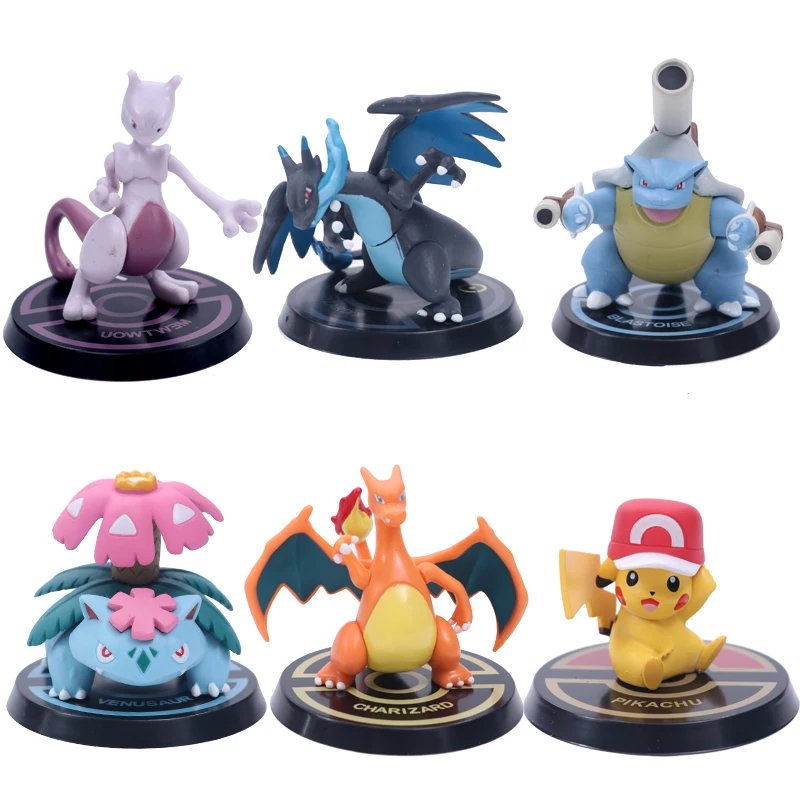 Экшн-фигурки TAKARA TOMY Pokemon Pikachu Mewtwo Venusaur blastise Mega Charizard из аниме Go игрушки 6 шт./компл. |