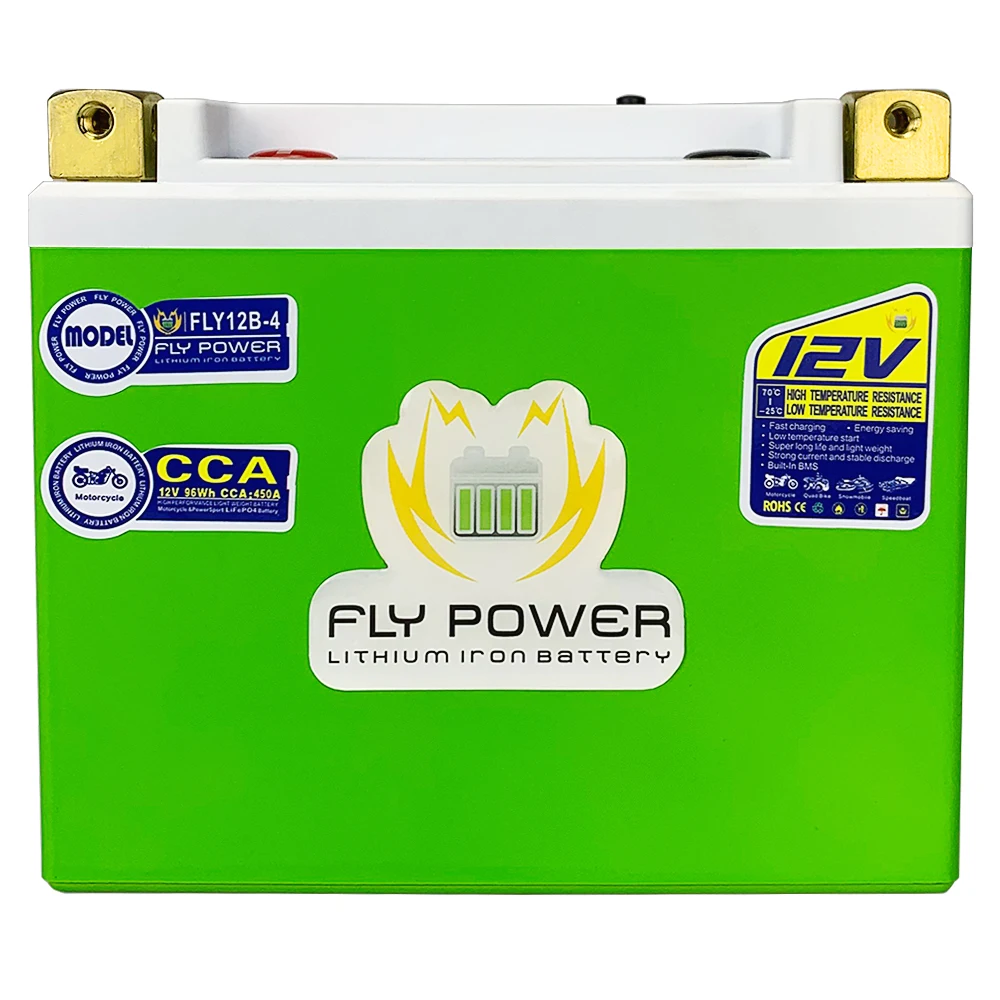 FLY12B-4 CCA 450A 96Wh Motorcycle 12V LiFePO4 Battery motorcycle battery lithium phosphate battery Lithium Scooter Batteries 12V For ATVs UTVs GT12B-4 YT12B-BS UT12B-4 YT12B