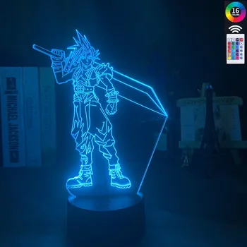 

3D Led Night Light Cloud Strife Figure Colorful Nightlight For Kids Bedroom Decor Light USB Table Lamp Game Final Fantasy Gift