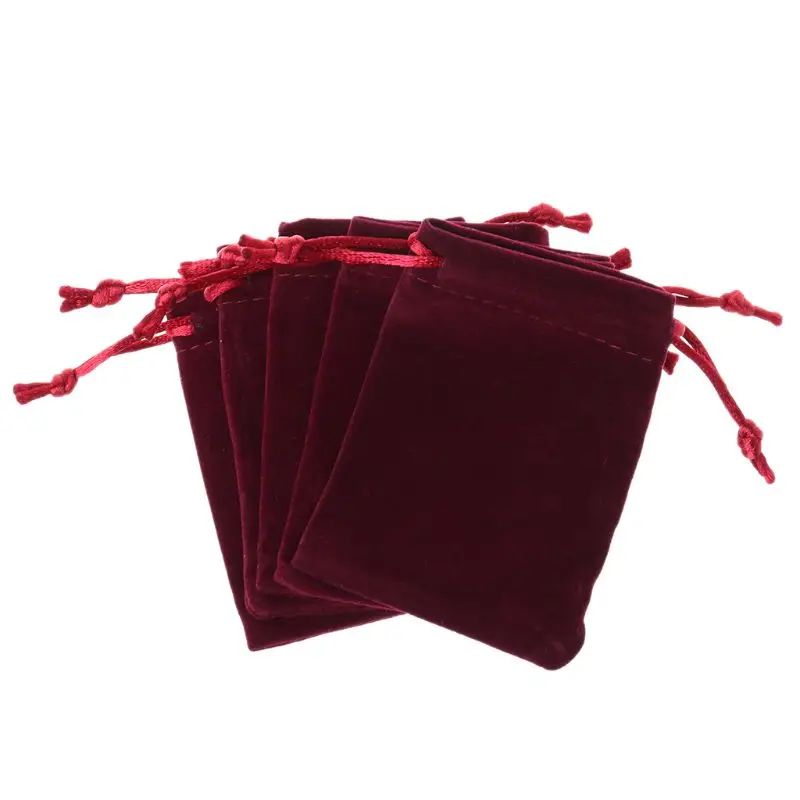 wine red 5 шт. Подземелья и Драконы кости мешок бархат шнурок сумки Таро карты ювелирных изделий мешок K4UC - Цвет: wine red