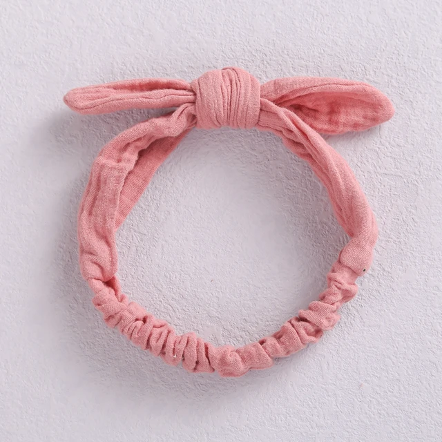 Baby Elastic Hair Bands Girl Headband Cotton Linen Kids Headwear Knot Hair Accessories Toddler Rabbit Ear Turban Playa Ties Soft 16