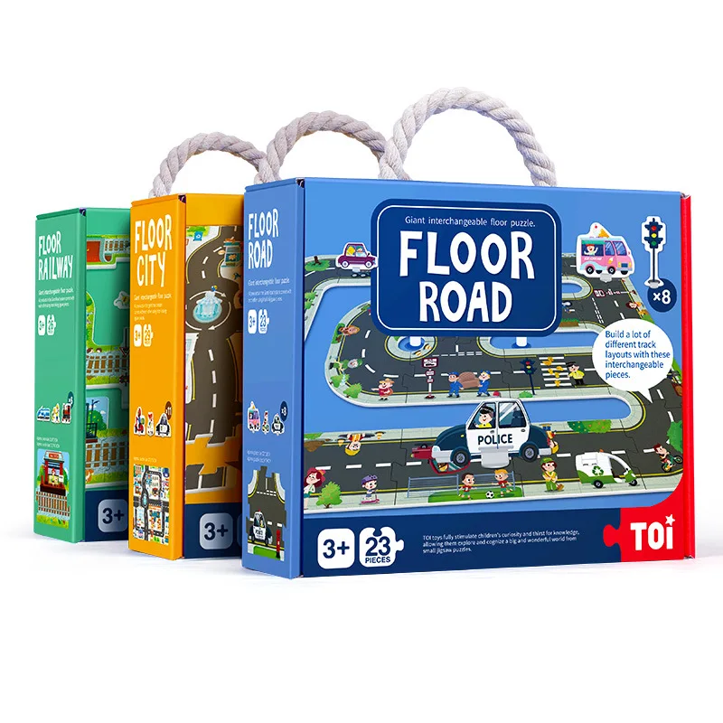 Children'S Educational Toy Large Pieces Large Camera Track Floor Jigsaw Puzzle Iron Road 3-4-5-Year-Old Boy Parent and Child