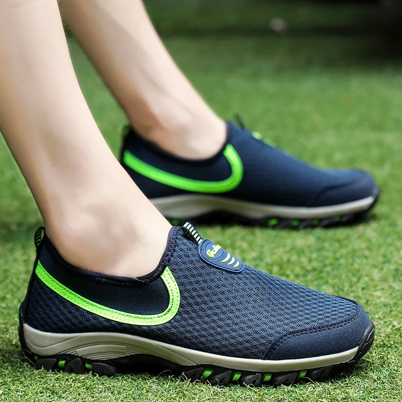 

Summer Middle-aged Walking Shoes Women's Anti-slip Soft-Sole Versatile Slip-on Boy Punched Sheet Shoes Old Man Athletic Shoes Fa