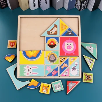 

Children's gift Shape Jigsaw Animal cartoon puzzles, Laser cutting, no burrs wooden puzzle Baby toys, Educational toys baby toy