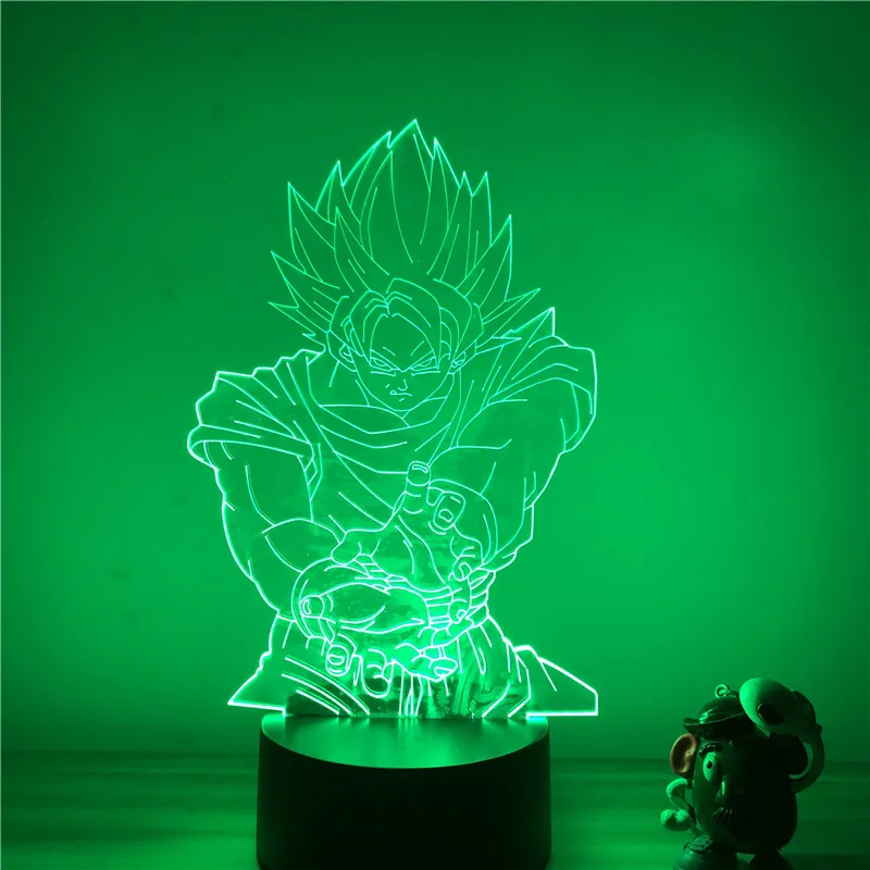 Dragon Ball Z Вегета ГОКу супер сайян, «Жемчуг дракона 3D светодиодный Ночной светильник 7 цветов сенсорный оптический Иллюзия фигурку настольная лампа украшения - Цвет: Goku F