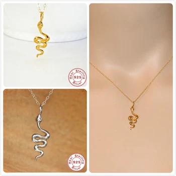 

925 Sterling Silver Necklace Women Anniversary Party Snake Necklace Silver Chain Chokers Necklace Girl Gift C5