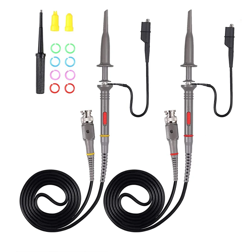 Yeapook p6100 100mhz universal bnc osciloscópio sonda com acessórios kit (pacote de 2)