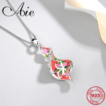 

DIY gift like candy number 8 shape 925 Sterling Silver painting pattern pink red Enamel fine Necklace Pendant Party Jewelry
