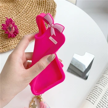 

Pink Girl Mirror Phone Case for iPhone 11 Pro XR X Xs Max 8 7 6 Plus 6S Cute Silicone Case Back Cover Coque With ornaments