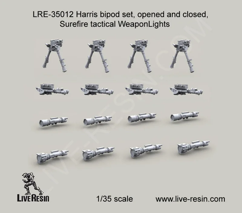 [Набор масштабных моделей] живой полимерный LRE-35012 1/35 Харрис сошки набор, открытый и сложенный, Surefire тактическое оружие огни