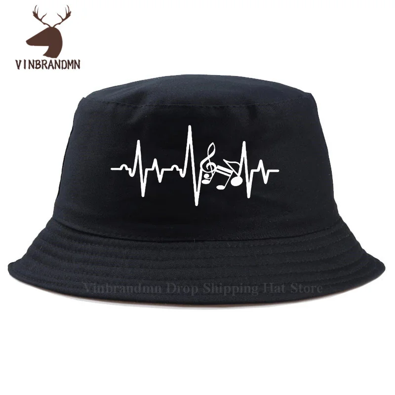 Vinbrandmn Musician Ekg Ecg Men Summer Bucket Hat Guitar Player Music Drummer Guitarist Band