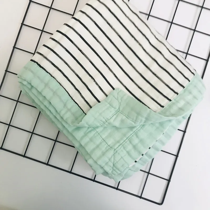 six layer strip 6 слойный муслин одеяло толстый муслиновое Пеленание Одеяло для младенца банное полотенце одеяло для новорожденного 120*120 см - Цвет: six layer strip