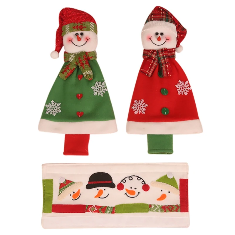 Christmas Refrigerator Door Handle Covers Set Fridge Microwave Oven Dishwasher Kitchen Appliance Door Handle Protector Decor
