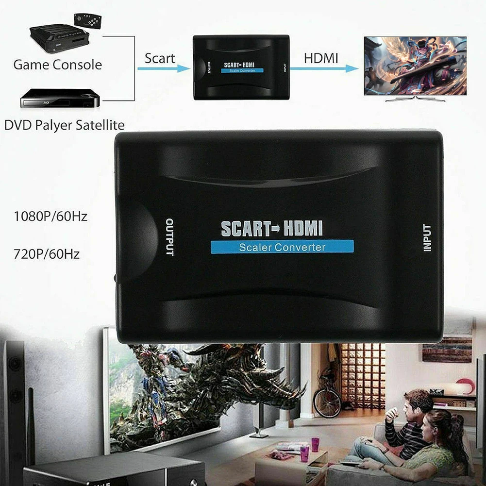 Видео Аудио высококлассный конвертер 1080P SCART К HDMI HD приемник ТВ подключи и играй